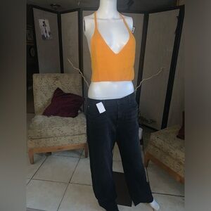 RAG & BONE SOLEIL STRETCH RIBBED BRA TOP IN DEEP YELLOW NWT WOMEN'S LARGE